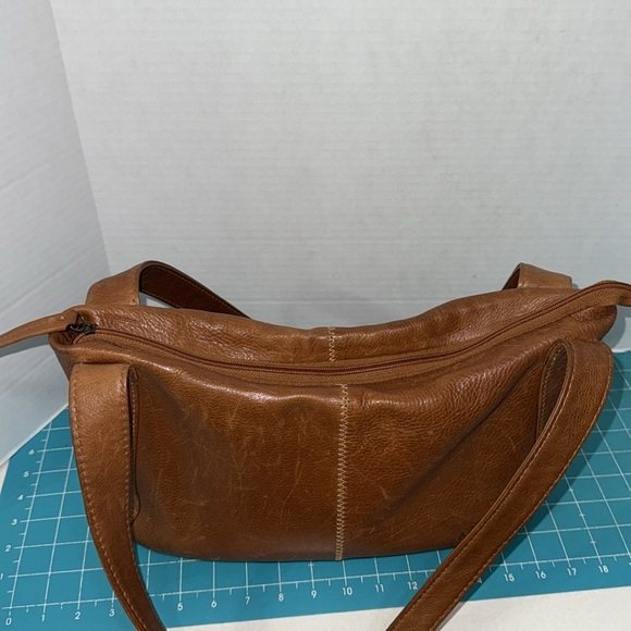 Air One Brown Vintage Pebbled Leather Medium Shoulder Bag Everyday Bag Purse - Picture 14 of 14
